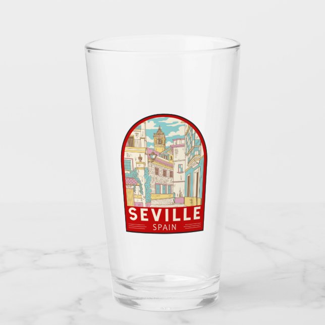 Seville Spain Travel Retro Emblem Glass (Front)