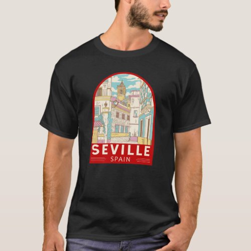 Seville Spain Travel Retro Emblem T_Shirt
