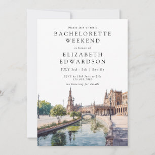 Seville Spain Watercolor Bachelorette Weekend Invitation