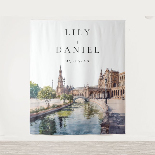 Seville Spain Wedding Photo Backdrop (Front)