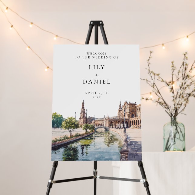 Seville Spain Wedding Welcome Sign (In Situ (Stand))