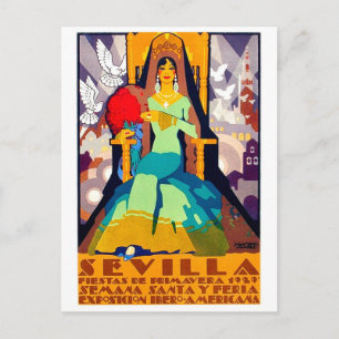Seville, Spain, woman in traditional dress Postcard