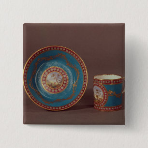 Sevres bleu celeste coffee cup and saucer, c.1780 button
