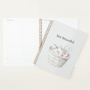 Sew Beautiful Blush Pink White Thread Basket Planner