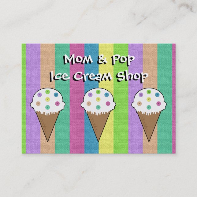 Sew Buttons On Ice Cream Business Card (Front)