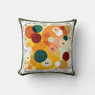 Sew Buttons Pillow (green border)
