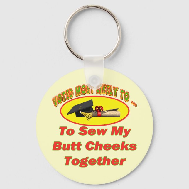 Sew Cheeks Together Keychain (Front)