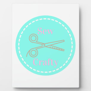 Sew Crafty Pastel Pink Gray Aqua Plaque