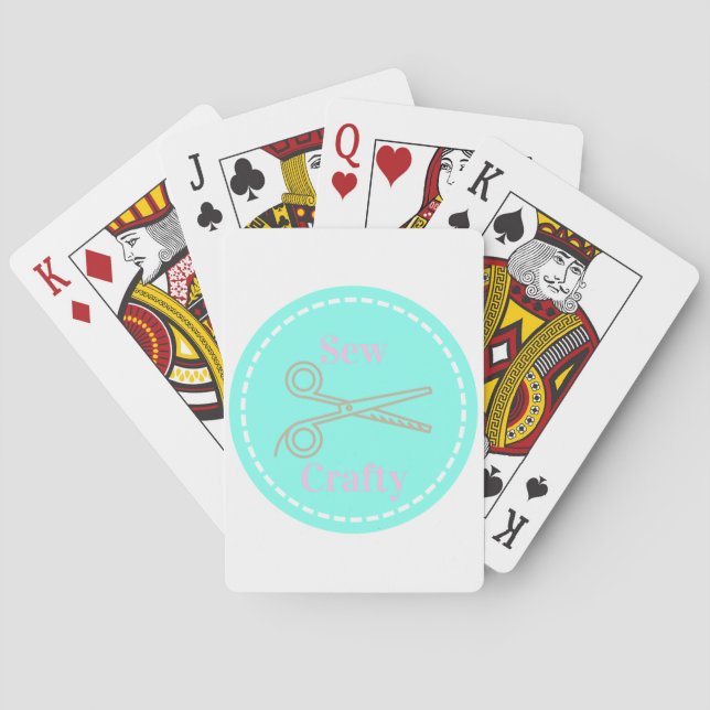 Sew Crafty Pastel Pink Gray Aqua Poker Cards (Back)