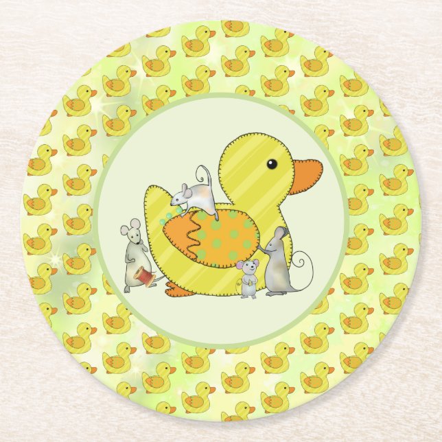 sew duck round paper coaster (Front)