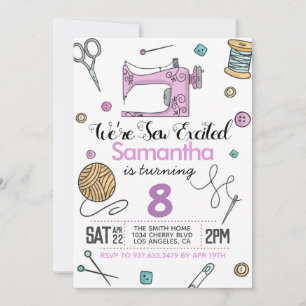 Sew Excited Sewing Invitation