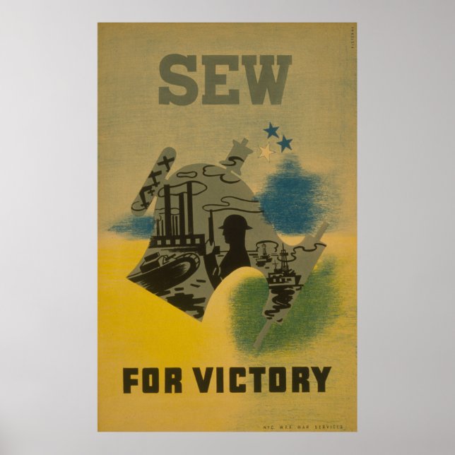 Sew For Victory Vintage WPA Poster (Front)