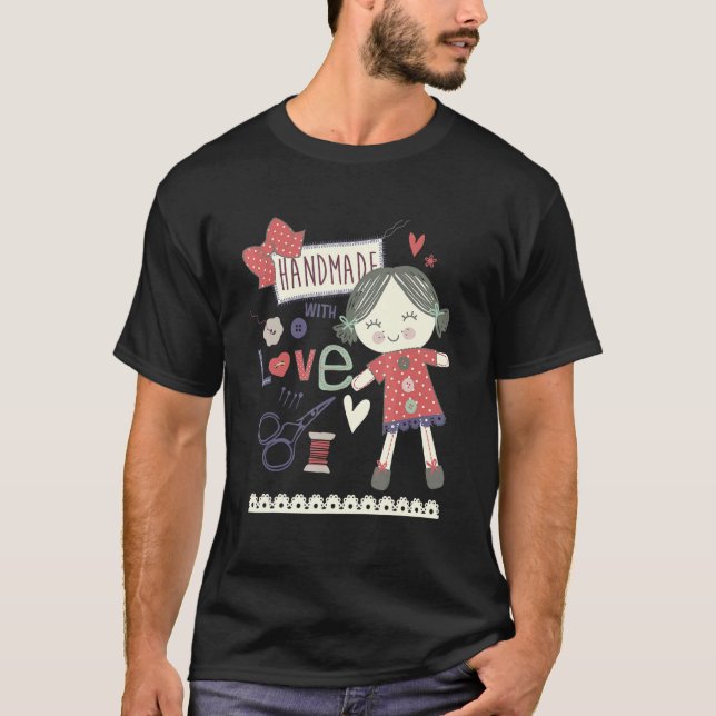 Sew Girl Sewing Sewer Seamstress Love Rag Dolls Qu T-Shirt (Front)