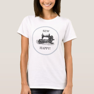 Sew Happy Antique Vintage Sewing Machine Logo T-Shirt