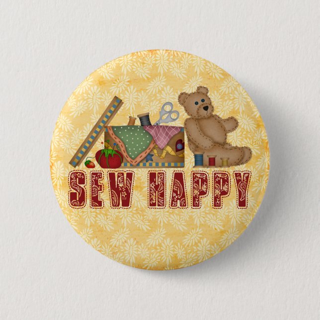 Sew Happy Pinback Button (Front)