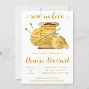 Sew in Love, Sewing Notions Bridal Shower Invitation