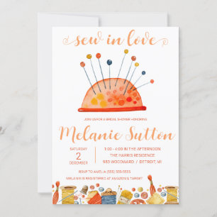 Sew in Love, Sewing Notions Bridal Shower Invitation