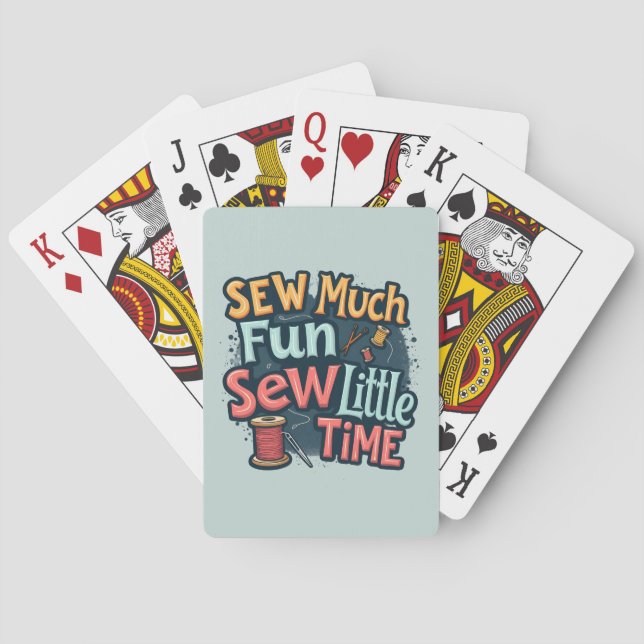 Sew Much Fun Sew Little Time Retro Stitch Art Poker Cards (Back)