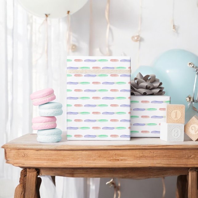 Sew Much Love Pastel Watercolor Stitch Baby Shower Wrapping Paper (Creator Uploaded)