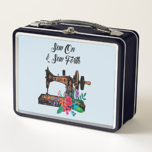 Sew On Vintage Sewing Machine & Floral Metal Lunch Box