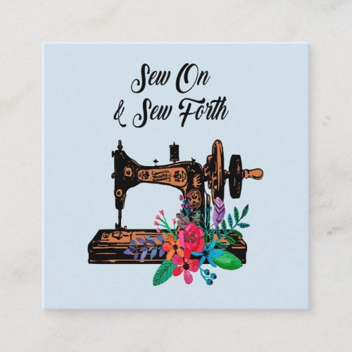 Sew On Vintage Sewing Machine  Floral Square Business Card