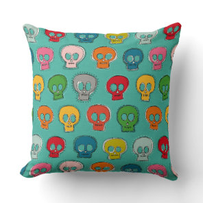 sew skully turquoise throw pillow