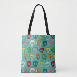 sew skully turquoise tote bag
