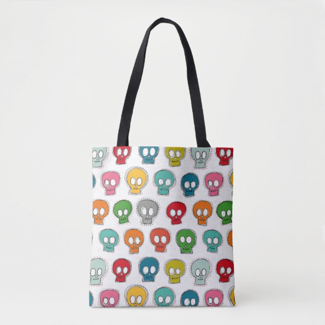 sew skully white tote bag (Front)