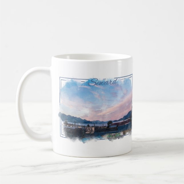 Seward Alaska Watercolor Coffee Mug (Left)