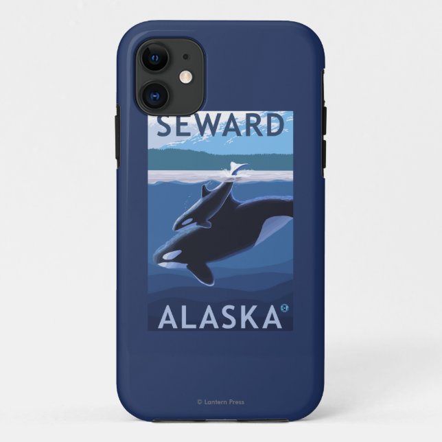 Seward, AlaskaOrca and Calf Scene Case-Mate iPhone Case (Back)