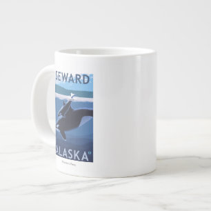 Seward, AlaskaOrca and Calf Scene Large Coffee Mug