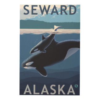 Seward, AlaskaOrca and Calf Scene Wood Wall Decor