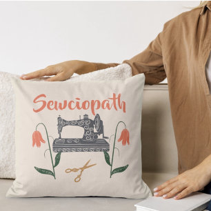 Sewciopath Funny Quote-Sewing Machine Throw Pillow
