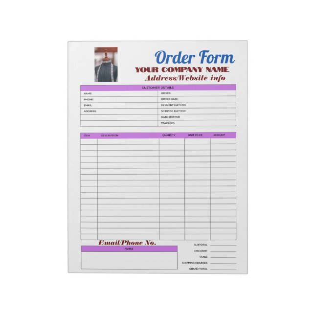 SewCraft Order Form Notepad (Rotated)