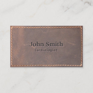 Sewed Leather Cardiologist Business Card