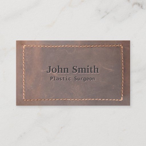 Customizable Sewed Leather Plastic Surgeon Business Card