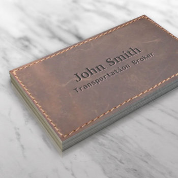 Sewed Leather Transportation Broker Business Card by cardfactory at Zazzle