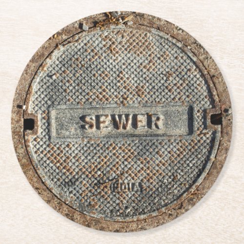 Sewer City Manhole Cover Round Paper Coaster