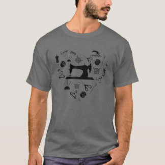 Sewer Machine Silhouette Heart For Sewers T-Shirt