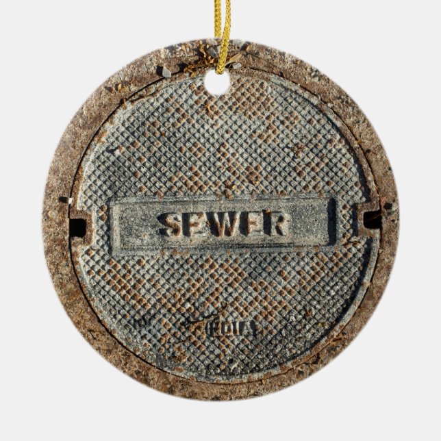 Sewer Manhole Cover Official Ceramic Ornament (Front)