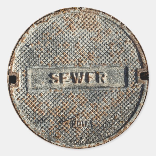 Sewer Manhole Cover Roadway Classic Round Sticker (Front)