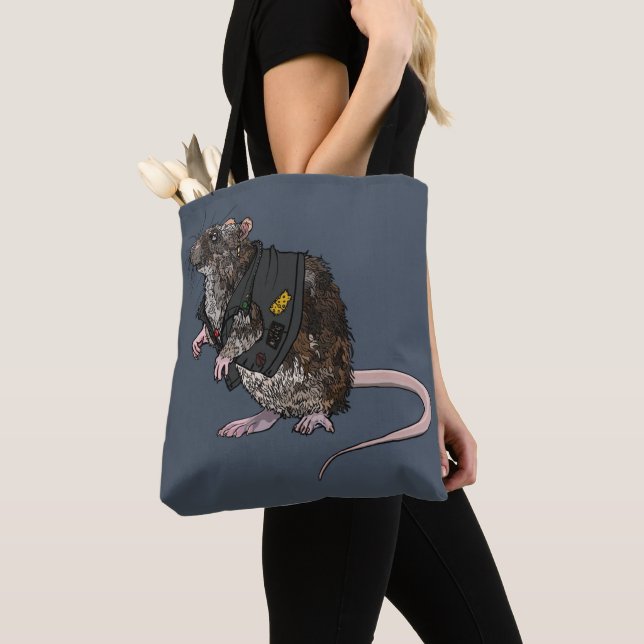 Sewer Punk Rat Tote Bag (Close Up)