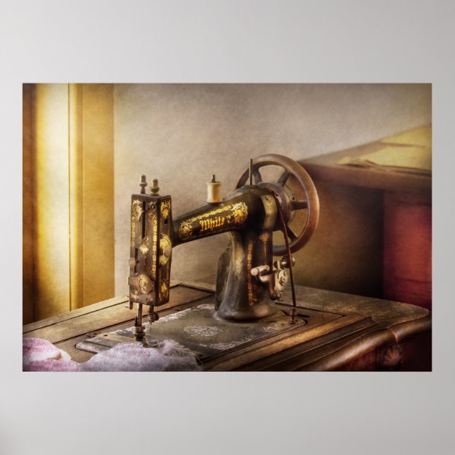 Sewing - A black & white sewing machine Poster (Front)