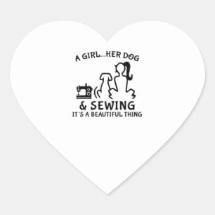 Sewing A Girl Her Dog & Sewing Heart Sticker