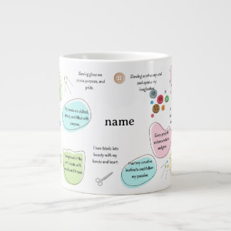 Sewing Affirmations for Crafters | Sewing Quotes Giant Coffee Mug