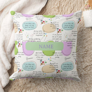 Sewing Affirmations for Crafters/ Sewing Quotes Throw Pillow