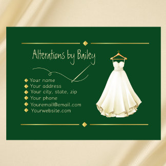 Sewing Alterations Business Card Emerald Green