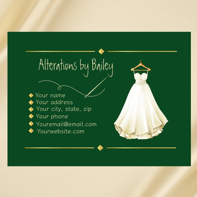 Sewing Alterations Business Card Emerald Green (Creator Uploaded)