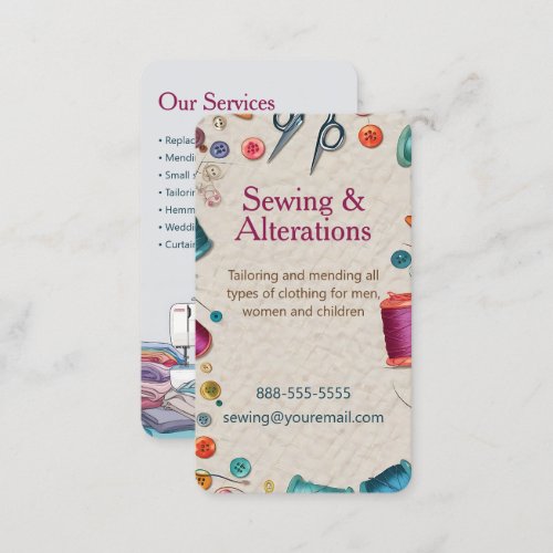 Sewing Alterations Flyer Business Card