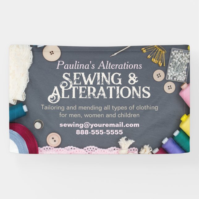Sewing Alterations Seamstress Banner (Horizontal)
